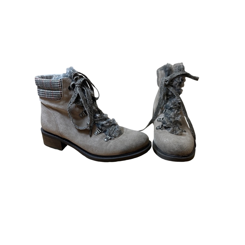 Sam Edelman Women's‎ Tan Suede Fur Lined Lace Up Hiking Boots Size 7.5